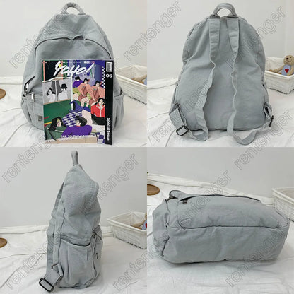 Travel Ladies Vintage Backpack Canvas Girl Fabric School Bag College Student Women Backpack Female Kawaii Laptop Bag Fashion New