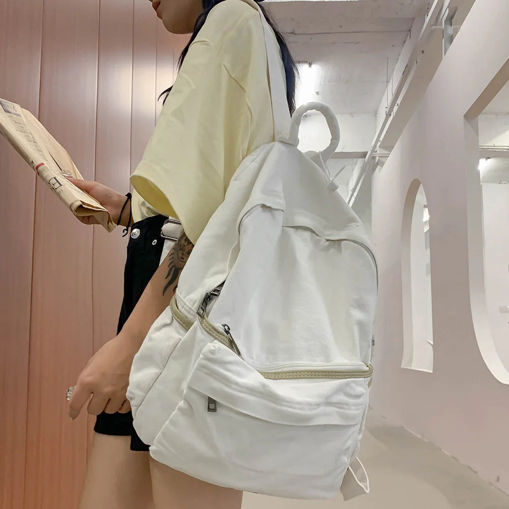 Travel Ladies Vintage Backpack Canvas Girl Fabric School Bag College Student Women Backpack Female Kawaii Laptop Bag Fashion New