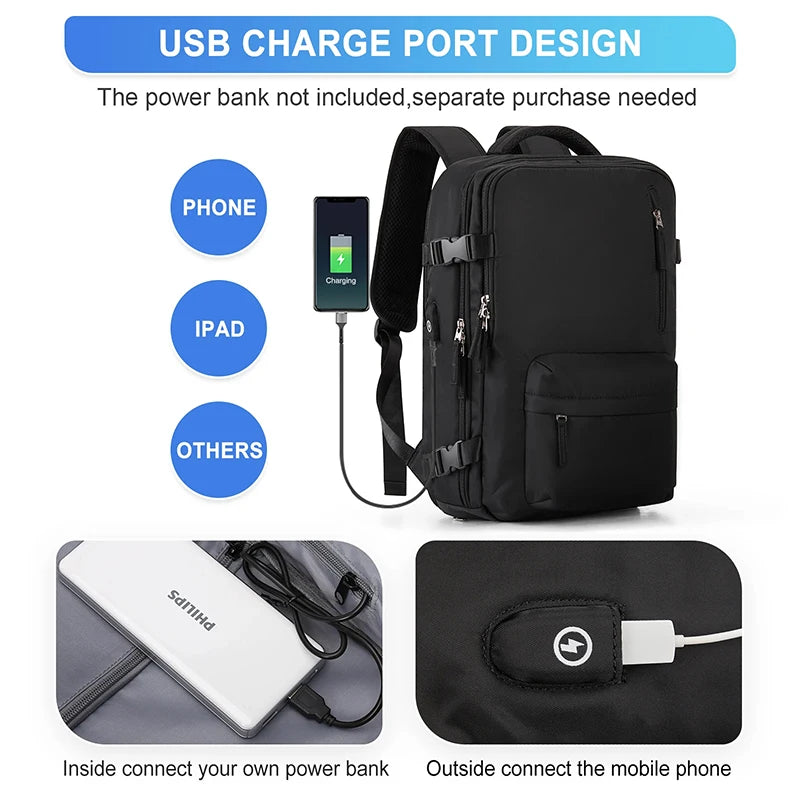 Travel Laptop Backpack Business Scalable Durable Carry On Backpacks With USB Port Water Resistant College Bag for Men Women Bags