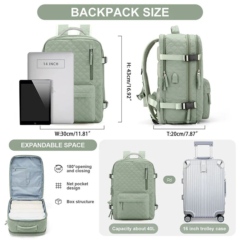 Travel Laptop Backpack for Women Men Business Anti Theft Durable Casual Daypack Waterproof Flight Approved Carry on Backpack