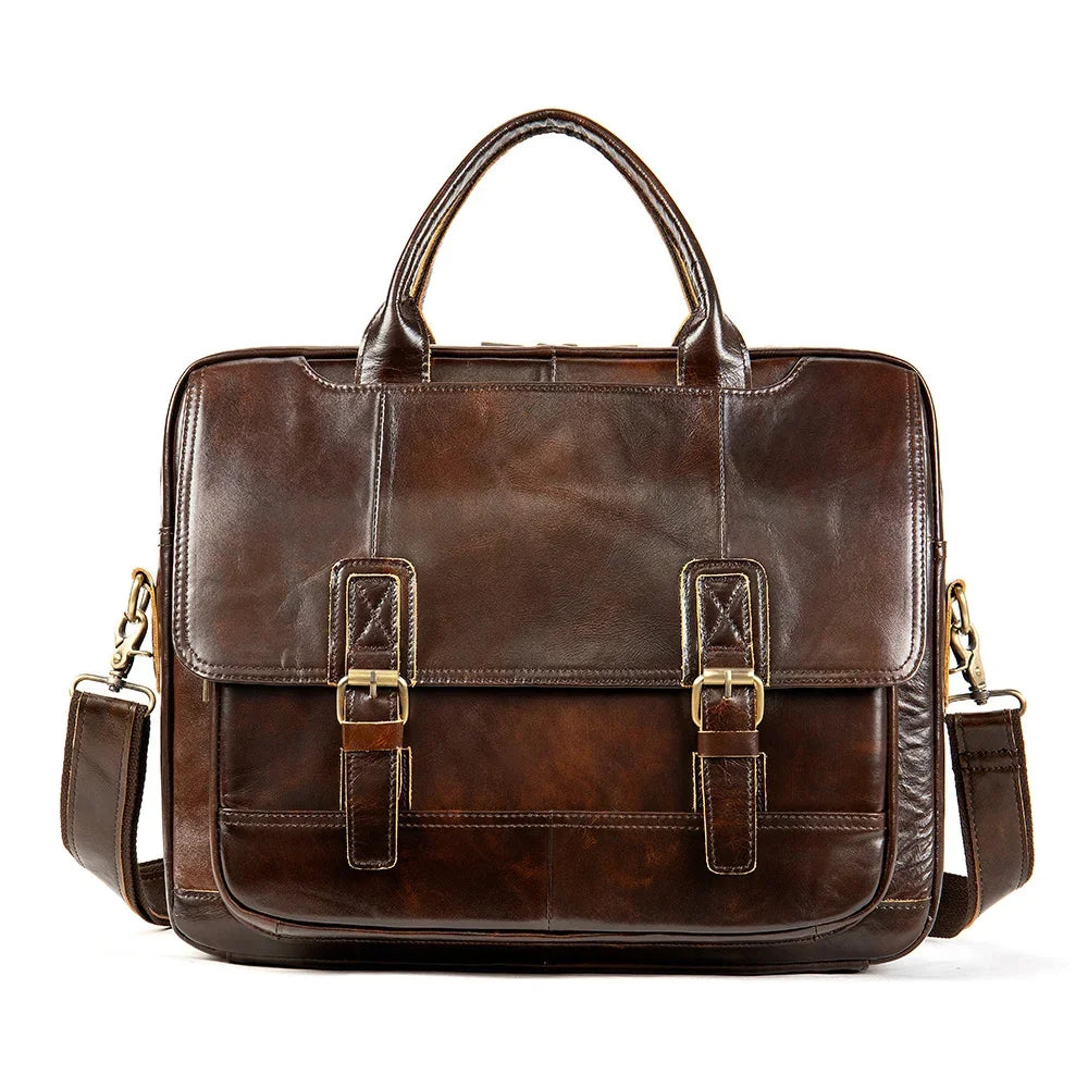 Travel Laptop for Men Large Genuine Leather Handbag Male Business Briefcase Fashion Real Cowhide Computer Shoulder Bag