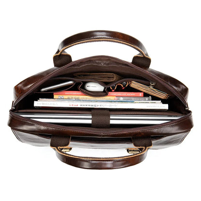 Travel Laptop for Men Large Genuine Leather Handbag Male Business Briefcase Fashion Real Cowhide Computer Shoulder Bag