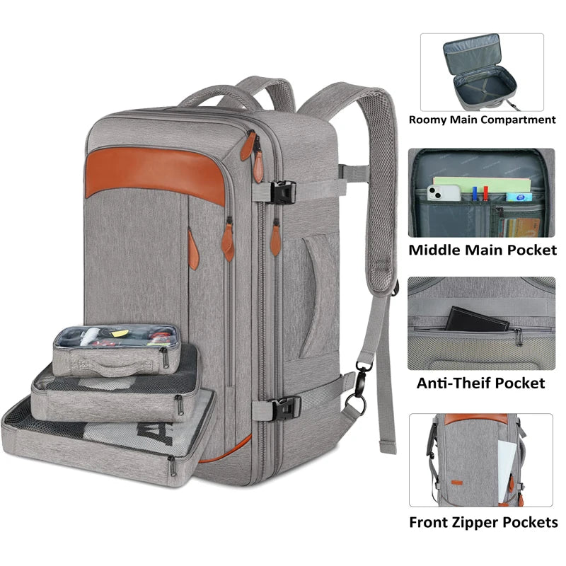 Travel Man Backpack 4 Sets Large Capacity Business Laptop Backpacks with Compartments Multi-functional Waterproof Bag Women 40L