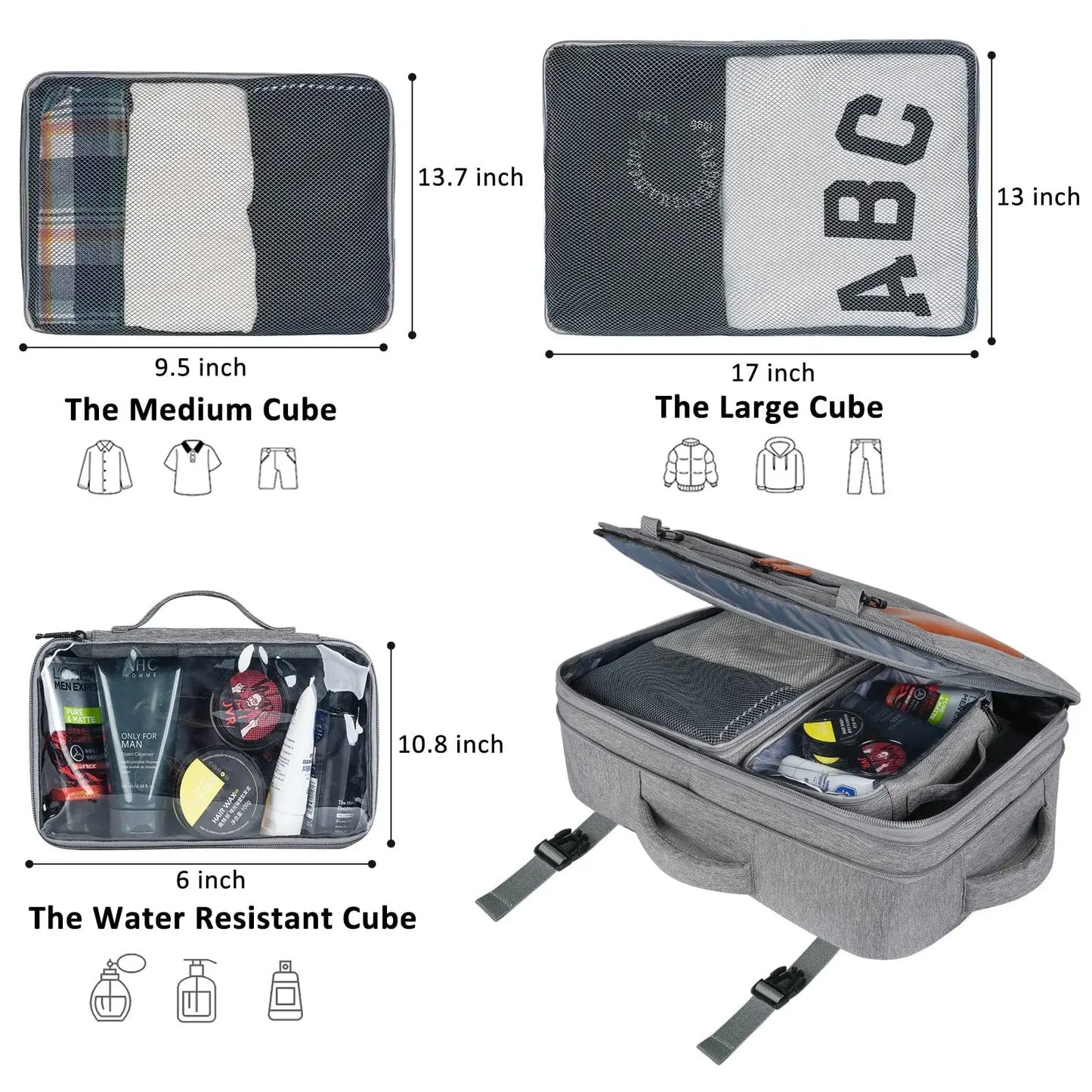 Travel Man Backpack 4 Sets Large Capacity Business Laptop Backpacks with Compartments Multi-functional Waterproof Bag Women 40L