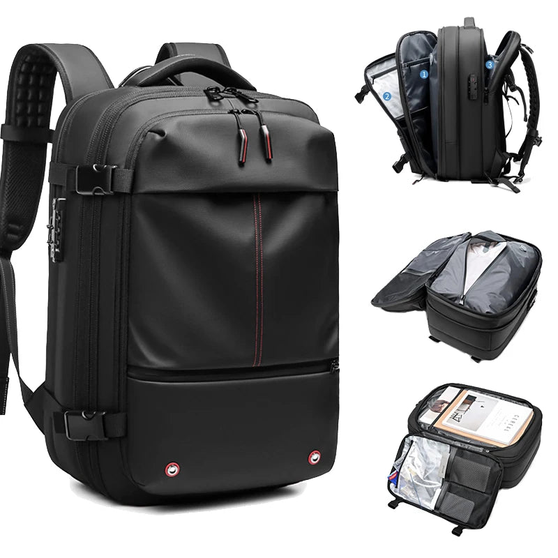 Travel Men 17.3 Inch Laptop Password Backpack Vacuum Compression Bag Business Large Capacity Schoolbag Expand Outdoor Backpacks
