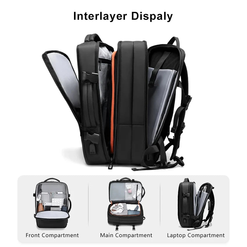 Travel Men's Backpack Waterproof Business Expandable Computer 16 Inch Work Luggage Bag for Men High Capacity Oxford Lightweight