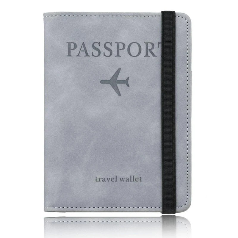 Travel Passport Holder PU Leather Case Cover Radio Frequency Identification Blocking Slim Credit Card Wallet Family Storage Orga