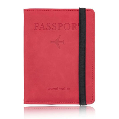 Travel Passport Holder PU Leather Case Cover Radio Frequency Identification Blocking Slim Credit Card Wallet Family Storage Orga