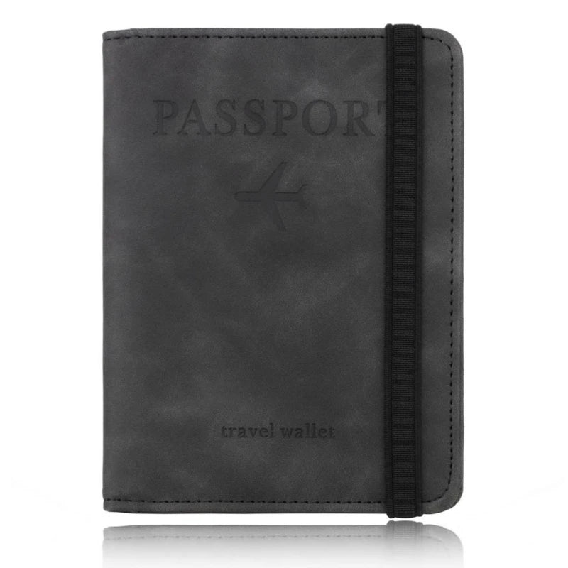 Travel Passport Holder PU Leather Case Cover Radio Frequency Identification Blocking Slim Credit Card Wallet Family Storage Orga