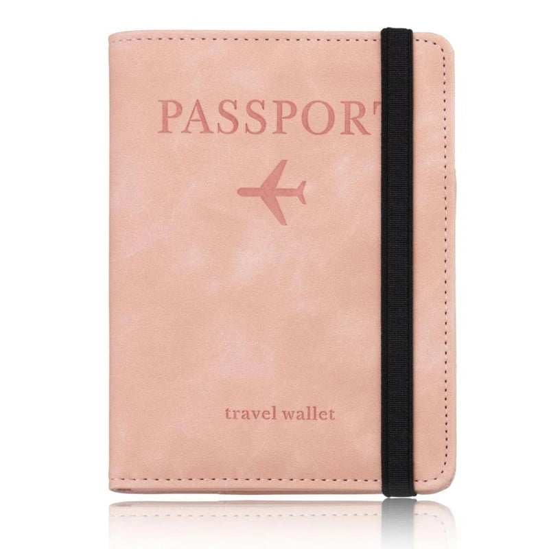 Travel Passport Holder PU Leather Case Cover Radio Frequency Identification Blocking Slim Credit Card Wallet Family Storage Orga
