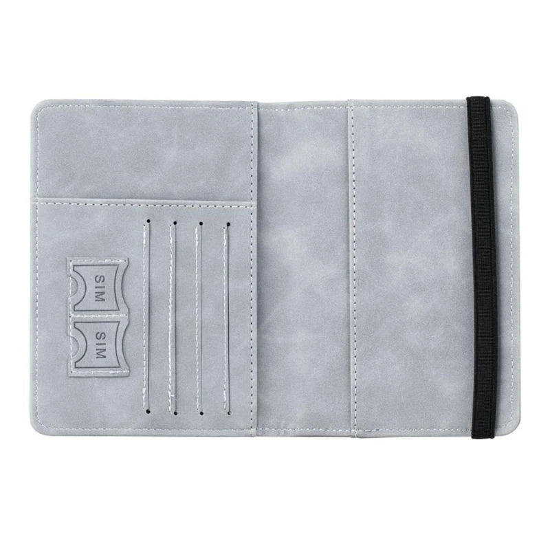 Travel Passport Holder PU Leather Case Cover Radio Frequency Identification Blocking Slim Credit Card Wallet Family Storage Orga