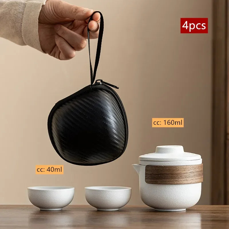 Travel Portable Chinese Tea Set Outdoor Teacup Tea Infuser Suit Exquisite Glass Gaiwan Teaware Sets Tea Ceremony Drinkware