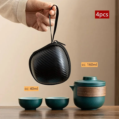 Travel Portable Chinese Tea Set Outdoor Teacup Tea Infuser Suit Exquisite Glass Gaiwan Teaware Sets Tea Ceremony Drinkware