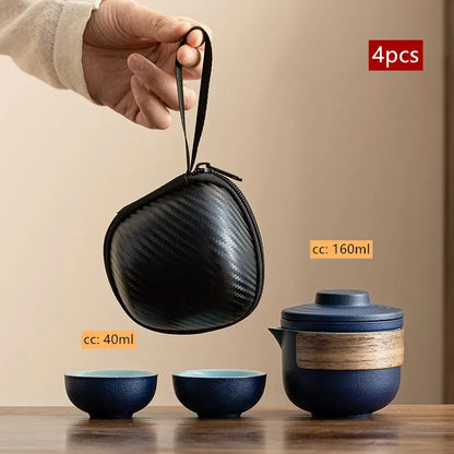 Travel Portable Chinese Tea Set Outdoor Teacup Tea Infuser Suit Exquisite Glass Gaiwan Teaware Sets Tea Ceremony Drinkware