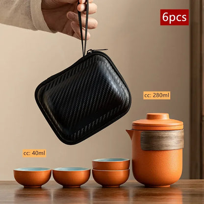 Travel Portable Chinese Tea Set Outdoor Teacup Tea Infuser Suit Exquisite Glass Gaiwan Teaware Sets Tea Ceremony Drinkware