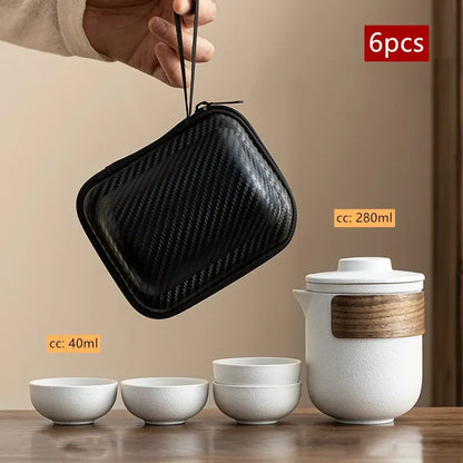 Travel Portable Chinese Tea Set Outdoor Teacup Tea Infuser Suit Exquisite Glass Gaiwan Teaware Sets Tea Ceremony Drinkware