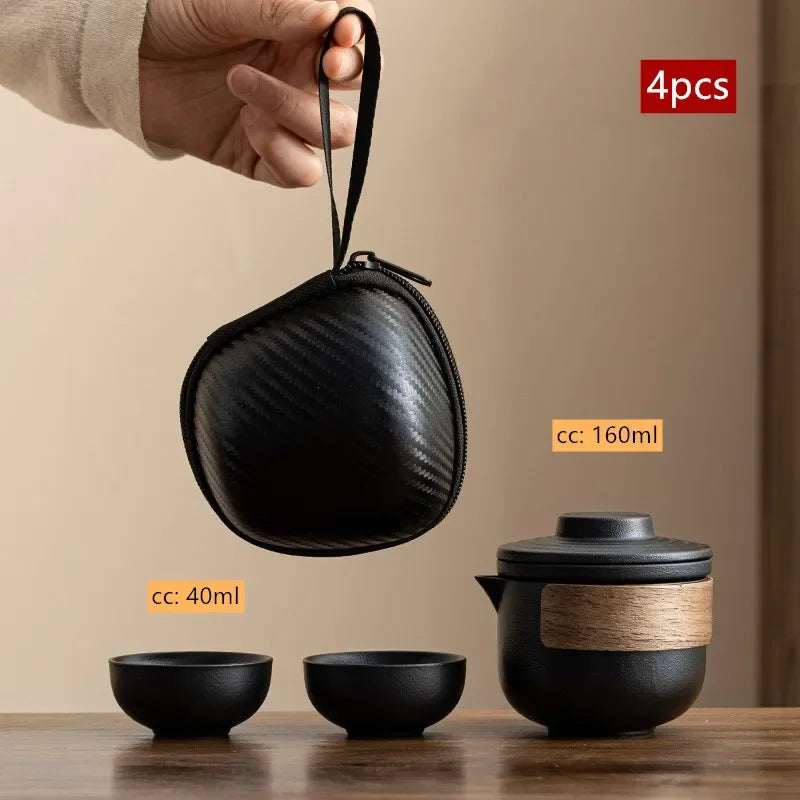 Travel Portable Chinese Tea Set Outdoor Teacup Tea Infuser Suit Exquisite Glass Gaiwan Teaware Sets Tea Ceremony Drinkware