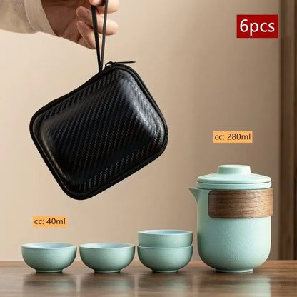 Travel Portable Chinese Tea Set Outdoor Teacup Tea Infuser Suit Exquisite Glass Gaiwan Teaware Sets Tea Ceremony Drinkware