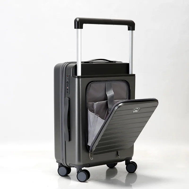 Travel Suitcase Back Open Cover Rolling Luggage With Wheels Carry on Luggage Boarding Box Fashion Trolley Luggage Bag