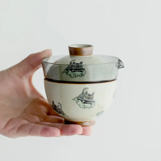 Travel Tea Set Ceramic Glass Gaiwan Portable Teaware Sets With Carrying Bag Chinese Tiger Teapot Teaware