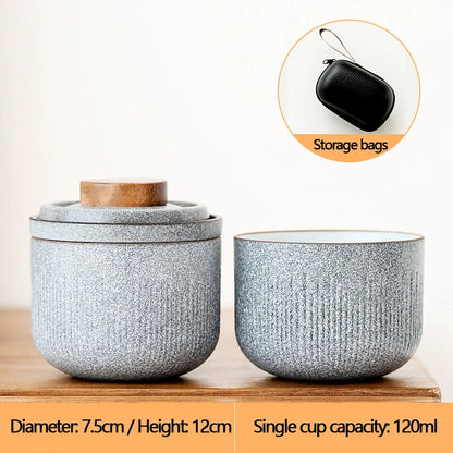 Travel Tea Set Outdoor Vehicle Quick Cup One Pot Two Cup Mini Carrying Case Filter Tea Cup Shockproof Fulfillment Organizer