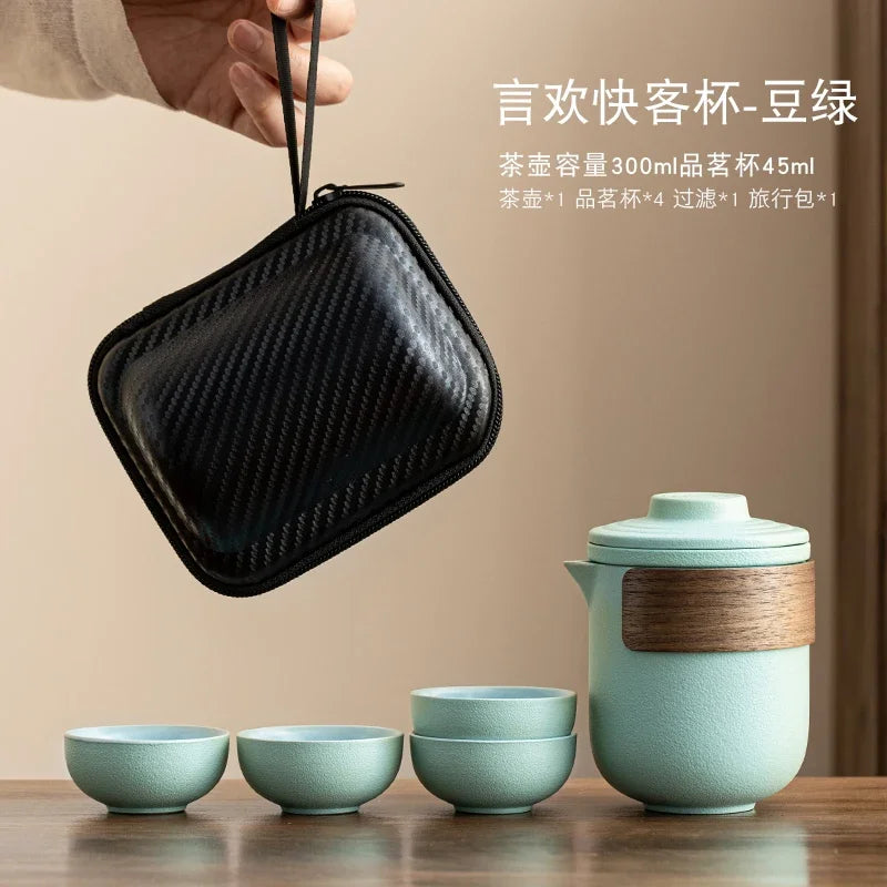 Travel Tea Set, Portable Express Cup, Outdoor Travel, Personal and Portable Kung Fu Tea Cup, Teapot Set
