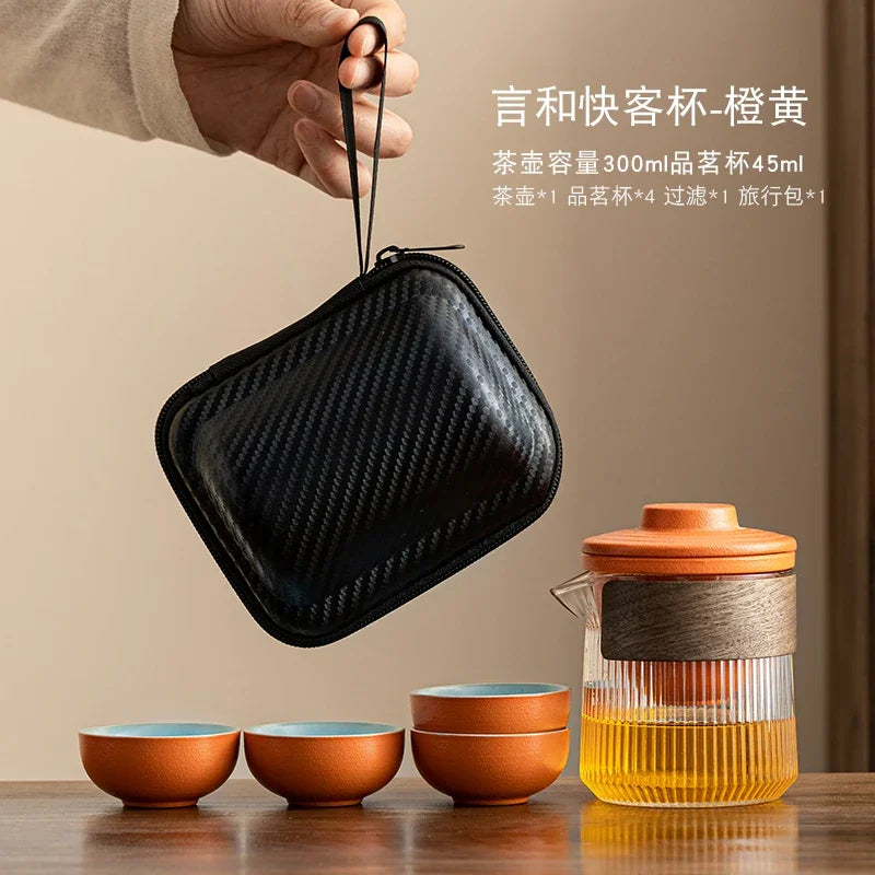 Travel Tea Set, Portable Express Cup, Outdoor Travel, Personal and Portable Kung Fu Tea Cup, Teapot Set