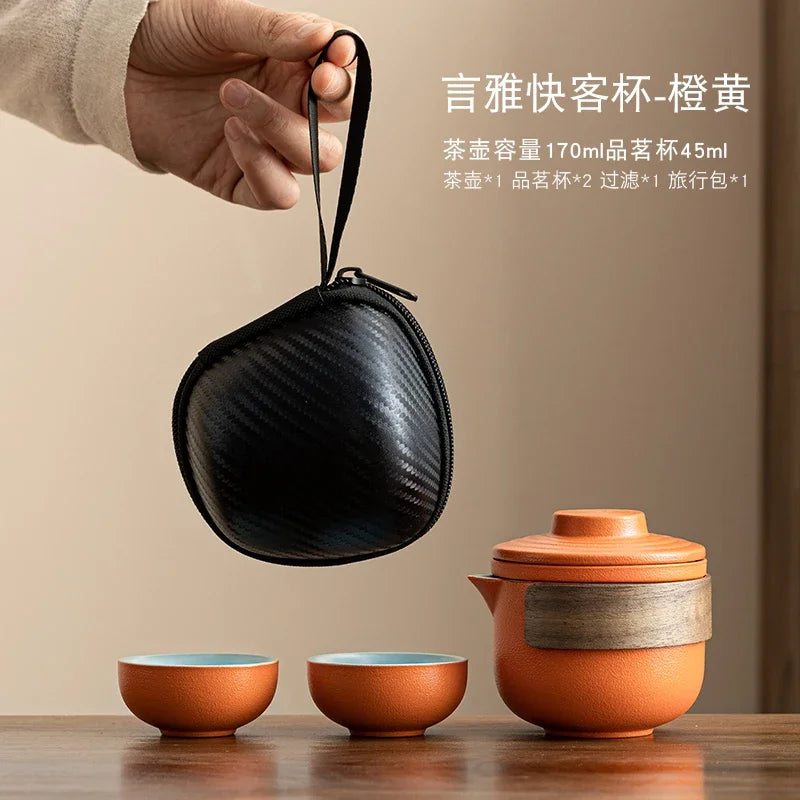 Travel Tea Set, Portable Express Cup, Outdoor Travel, Personal and Portable Kung Fu Tea Cup, Teapot Set