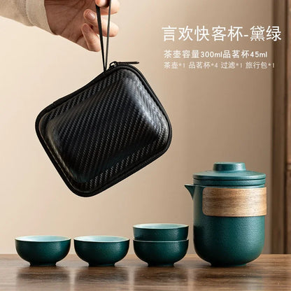 Travel Tea Set, Portable Express Cup, Outdoor Travel, Personal and Portable Kung Fu Tea Cup, Teapot Set