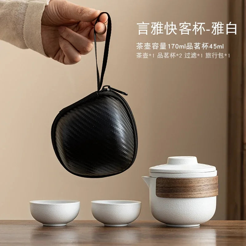 Travel Tea Set, Portable Express Cup, Outdoor Travel, Personal and Portable Kung Fu Tea Cup, Teapot Set