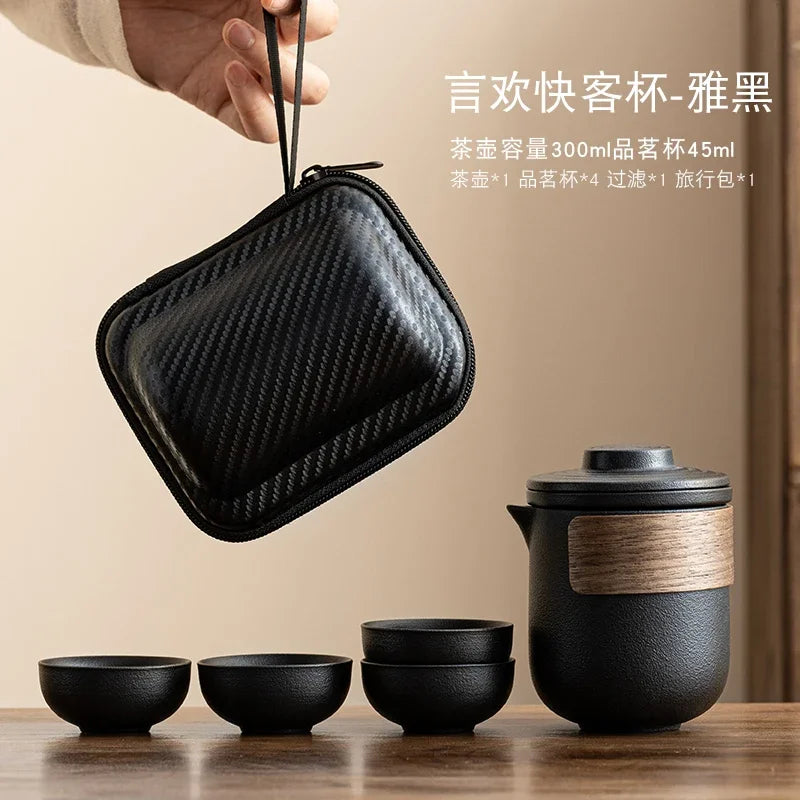 Travel Tea Set, Portable Express Cup, Outdoor Travel, Personal and Portable Kung Fu Tea Cup, Teapot Set