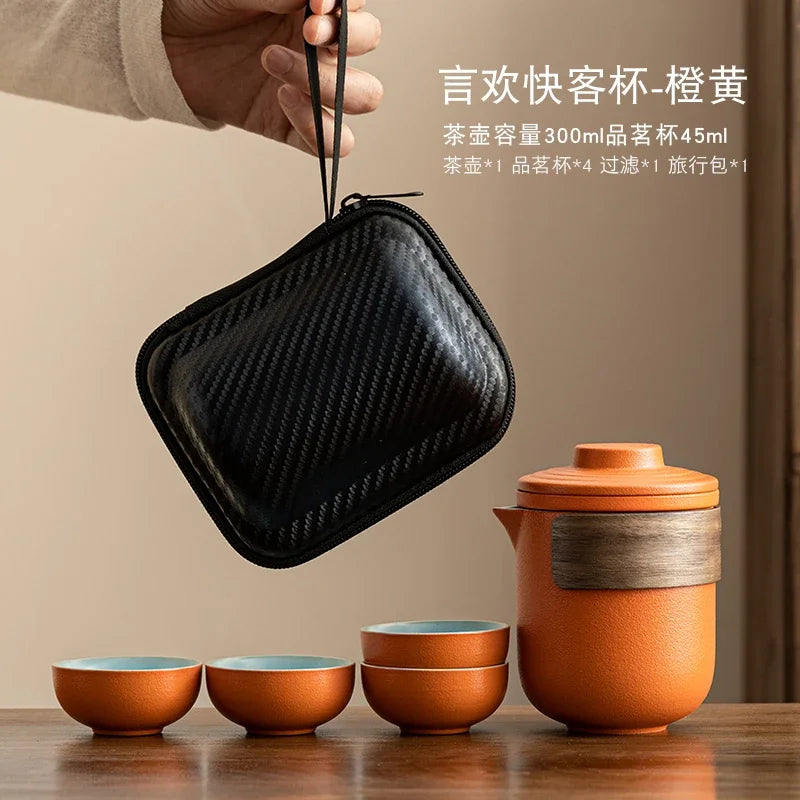 Travel Tea Set, Portable Express Cup, Outdoor Travel, Personal and Portable Kung Fu Tea Cup, Teapot Set