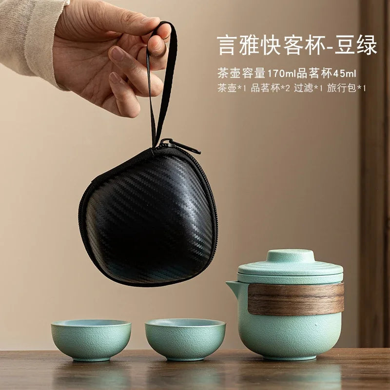 Travel Tea Set, Portable Express Cup, Outdoor Travel, Personal and Portable Kung Fu Tea Cup, Teapot Set