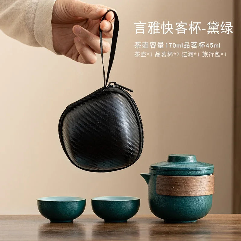 Travel Tea Set, Portable Express Cup, Outdoor Travel, Personal and Portable Kung Fu Tea Cup, Teapot Set