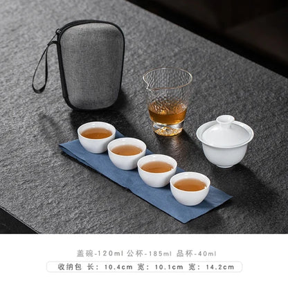 Travel Tea Set Portable Outdoor Camping Tourism Tea Making and Drinking Equipment Accompanying Express Cup One Pot Three Cups