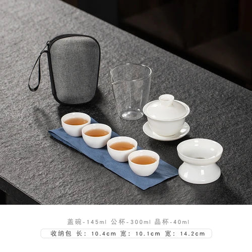 Travel Tea Set Portable Outdoor Camping Tourism Tea Making and Drinking Equipment Accompanying Express Cup One Pot Three Cups