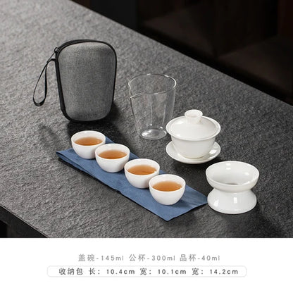 Travel Tea Set Portable Outdoor Camping Tourism Tea Making and Drinking Equipment Accompanying Express Cup One Pot Three Cups