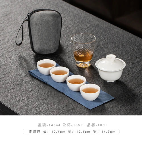 Travel Tea Set Portable Outdoor Camping Tourism Tea Making and Drinking Equipment Accompanying Express Cup One Pot Three Cups