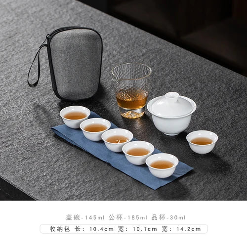 Travel Tea Set Portable Outdoor Camping Tourism Tea Making and Drinking Equipment Accompanying Express Cup One Pot Three Cups