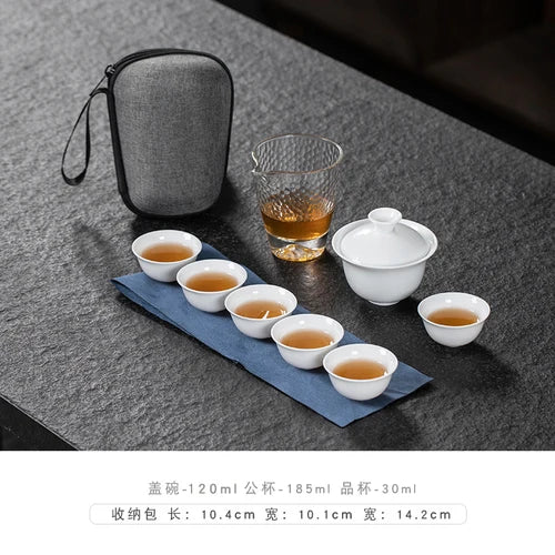 Travel Tea Set Portable Outdoor Camping Tourism Tea Making and Drinking Equipment Accompanying Express Cup One Pot Three Cups
