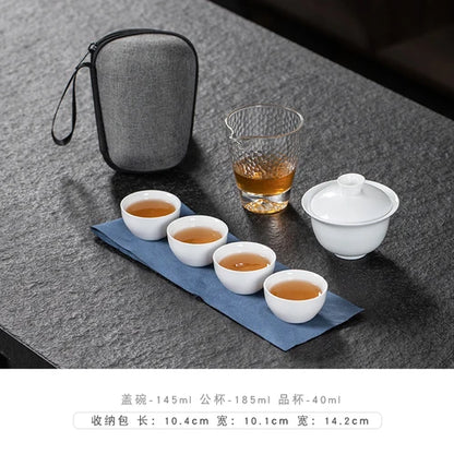 Travel Tea Set Portable Outdoor Camping Tourism Tea Making and Drinking Equipment Accompanying Express Cup One Pot Three Cups