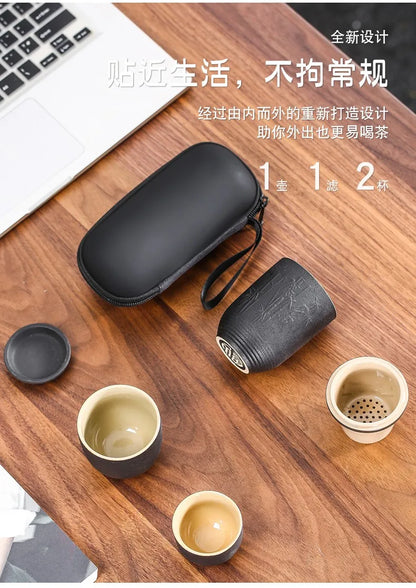 Travel Tea Set Purple sand Portable Teapot Porcelain Teaset Gaiwan Tea Cups of Tea Ceremony Tea Pot With Travel Bag Chinese Tea