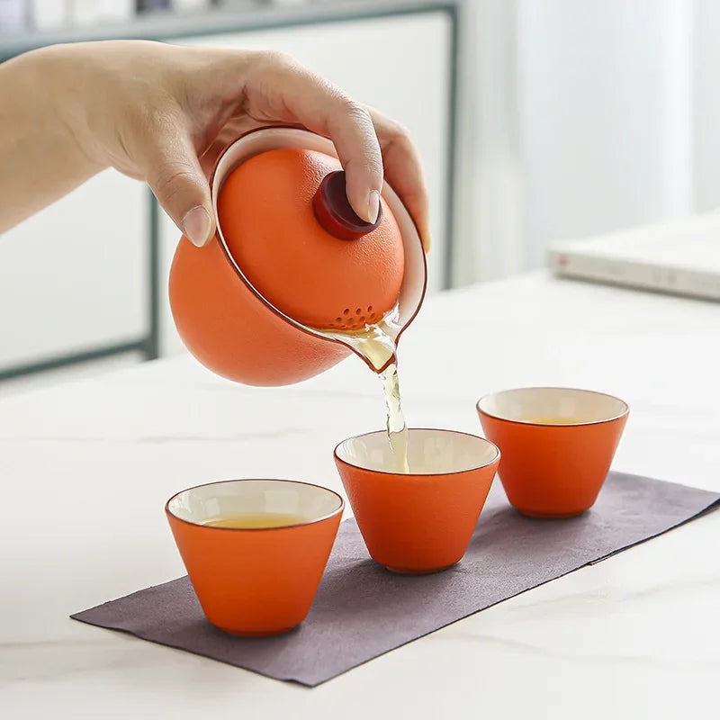 Travel Tea Set Small Set of Outdoor Portable Quick Cup Camping Tea Creative Ceramic Companion Gift New Gift
