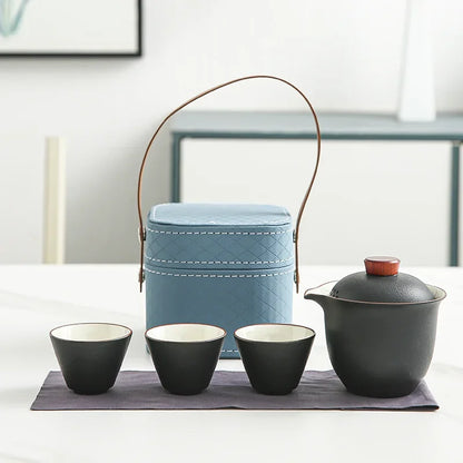 Travel Tea Set Small Set of Outdoor Portable Quick Cup Camping Tea Creative Ceramic Companion Gift New Gift