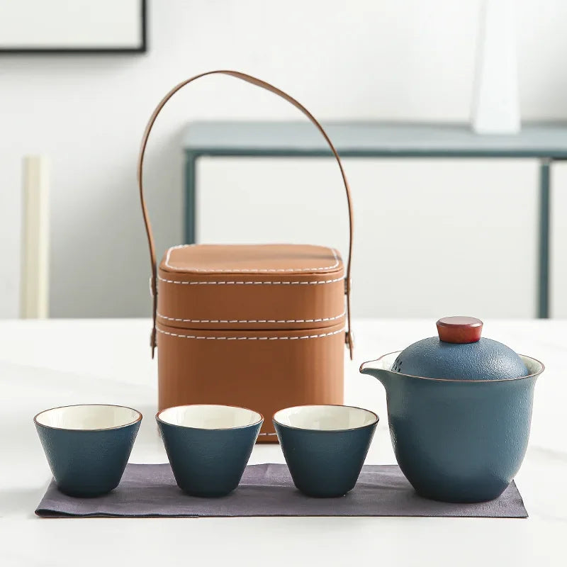Travel Tea Set Small Set of Outdoor Portable Quick Cup Camping Tea Creative Ceramic Companion Gift New Gift