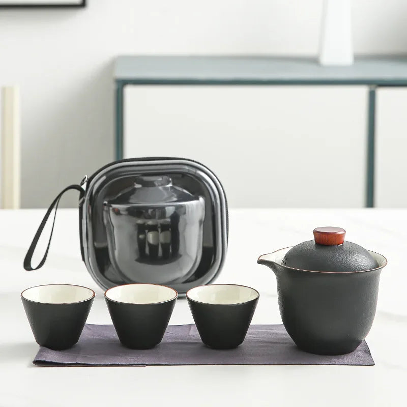 Travel Tea Set Small Set of Outdoor Portable Quick Cup Camping Tea Creative Ceramic Companion Gift New Gift