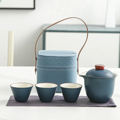 Travel Tea Set Small Set of Outdoor Portable Quick Cup Camping Tea Creative Ceramic Companion Gift New Gift