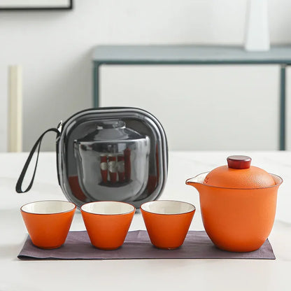 Travel Tea Set Small Set of Outdoor Portable Quick Cup Camping Tea Creative Ceramic Companion Gift New Gift