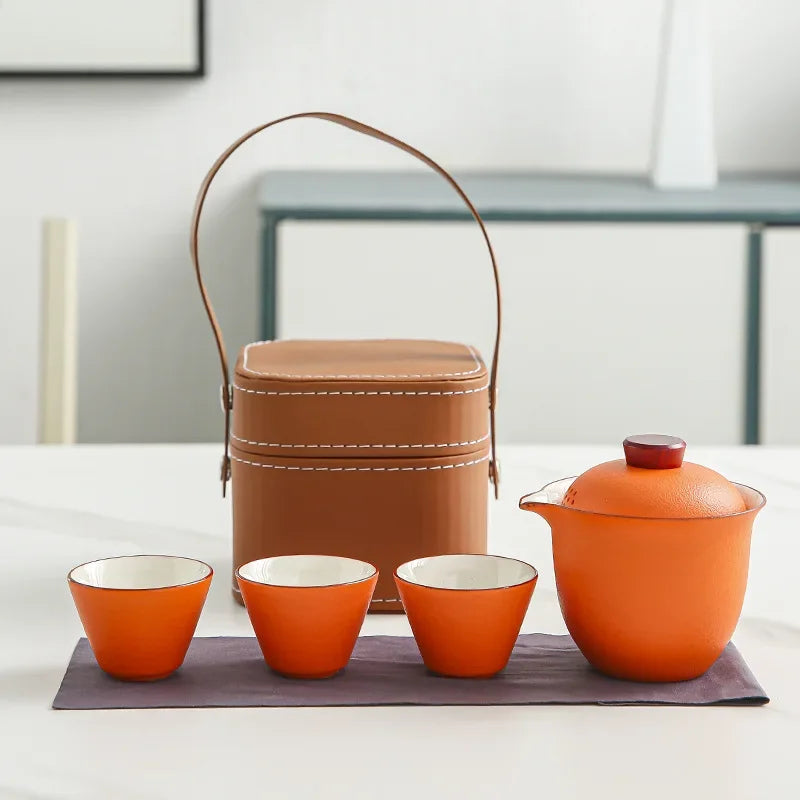 Travel Tea Set Small Set of Outdoor Portable Quick Cup Camping Tea Creative Ceramic Companion Gift New Gift
