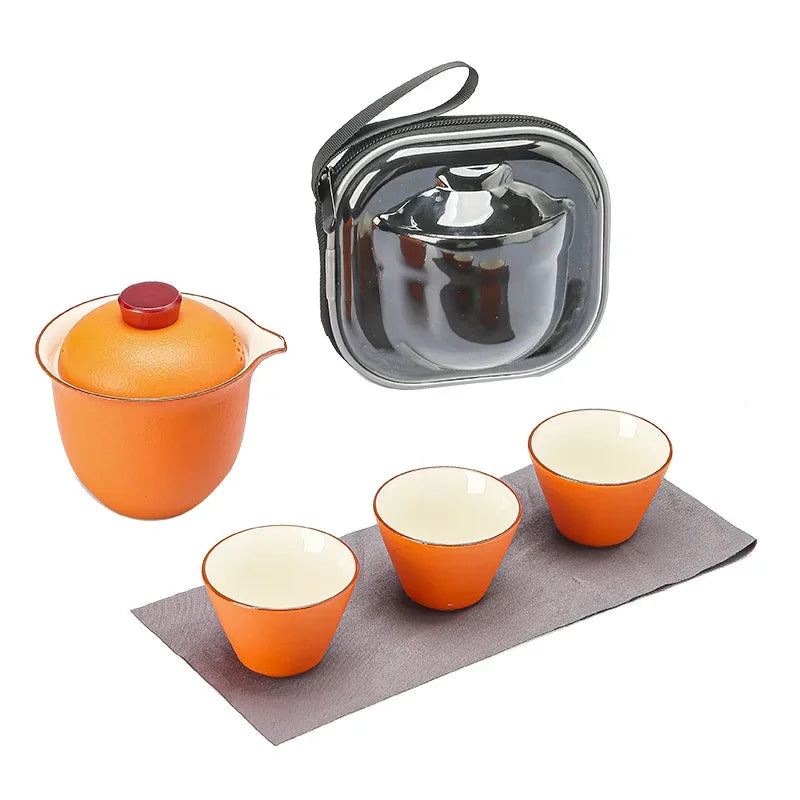 Travel Tea Set Small Set of Outdoor Portable Quick Cup Camping Tea Creative Ceramic Companion Gift New Gift